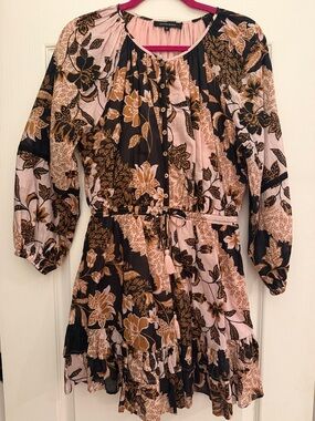 Olivaceous Black & Blush Floral Mini Dress